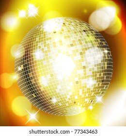 Abstract golden background with disco ball. Vector eps10 illustration