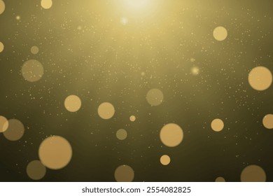 Abstract golden background featuring soft bokeh lights and glowing sun rays in a warm tone