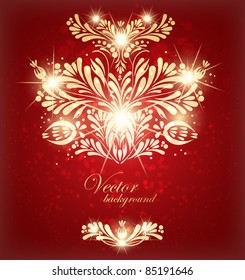 Abstract golden background with floral pattern