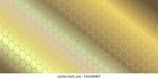 Abstract golden background with geometric honeycomb pattern.