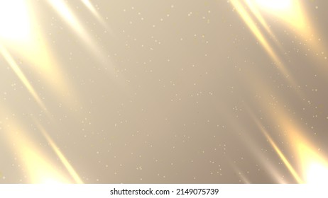 Abstract golden background with lighting luminous effect dust and glares. Vector illustration