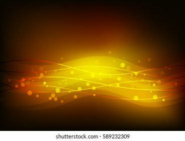 Abstract golden  background with lights. Vector illustration.