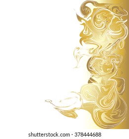 Abstract golden background, marble style pattern. Abstract ink, acrylic decoration. Vector ink texture. Watercolor marbling illustration. 