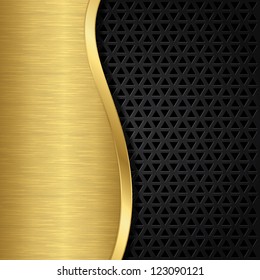 Abstract golden background with metallic speaker grill, vector illustration