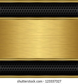 Abstract golden background with metallic speaker grill, illustration