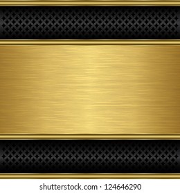 Abstract golden background with metallic speaker grill, vector illustration