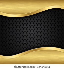 Abstract golden background with metallic speaker grill, vector illustration
