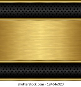 Abstract golden background with metallic speaker grill, vector illustration