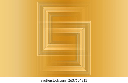 Abstract golden background with overlapping linear square shapes forming a dynamic geometric pattern. Elegant, minimal, and modern with a luxury feel