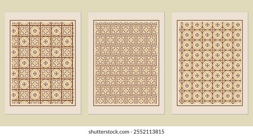 Abstract Golden Background Pattern - Retro golden geometric patterns inspired by Bauhaus art for creative design projects.