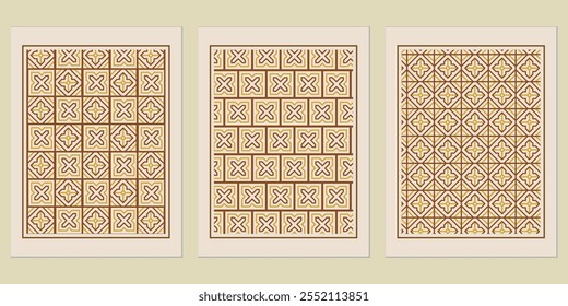 Abstract Golden Background Pattern - Retro Bauhaus-inspired golden geometric patterns for modern poster and branding needs.