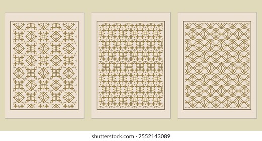 Abstractas patrón de fondo dorado: sofisticados patrones dorados estilo Bauhaus para interiores y marcas elegantes.