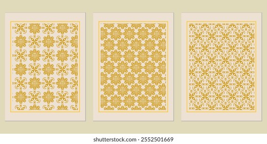 Abstract Golden Background Pattern - Timeless golden Bauhaus geometric backgrounds for chic branding solutions.