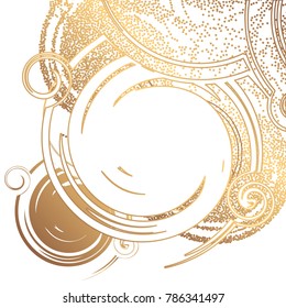 Abstract golden background with place for text. Dynamic fashion banner with glitter effect.