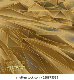 Abstract golden background of polygons. Vector illustration.
