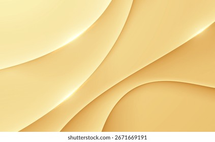 Fundo dourado abstrato com ondas suaves e elegante padrão de design brilhante