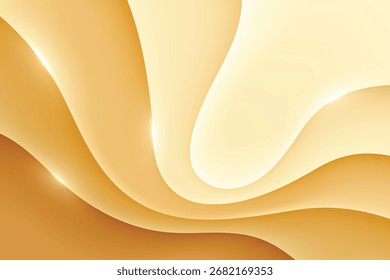 Abstract golden background with smooth waves and elegant shiny design pattern