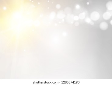 Abstract golden background. Soft bokeh and lights. Bokeh light circles over gray backdrop. Vector illustration.