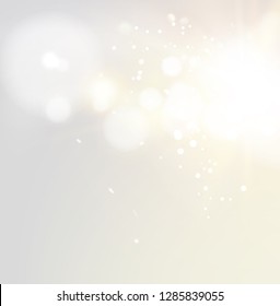 Abstract golden background. Soft bokeh and lights. Bokeh light circles over gray backdrop. Vector illustration.