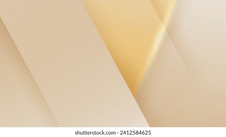Abstract golden background with white and beige luxury glitter shapes. Golden lines luxury on cream color background. Gold elegant realistic paper cut style 3d. Vector illustration