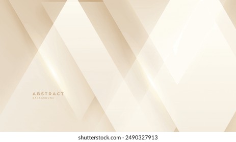 Abstract golden background with white and beige luxury glitter shapes. Golden lines luxury on cream color background. Gold elegant realistic paper cut style 3d. Vector illustration