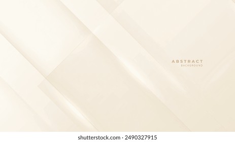 Abstract golden background with white and beige luxury glitter shapes. Golden lines luxury on cream color background. Gold elegant realistic paper cut style 3d. Vector illustration