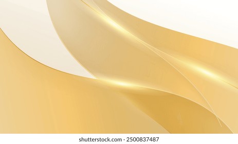 Abstractas fondo dorado con Formas de brillo de lujo blanco y beige. Líneas de oro de lujo sobre fondo de color crema. Oro elegante realista estilo de corte de papel 3d. Ilustración vectorial