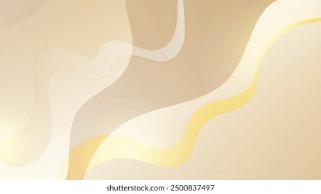 Abstract golden background with white and beige luxury glitter shapes. Golden lines luxury on cream color background. Gold elegant realistic paper cut style 3d. Vector illustration