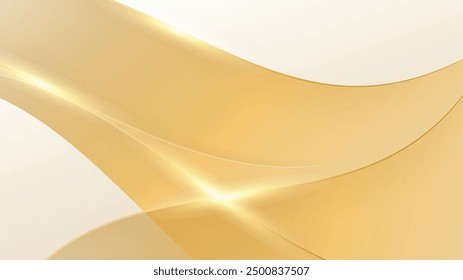 Abstract golden background with white and beige luxury glitter shapes. Golden lines luxury on cream color background. Gold elegant realistic paper cut style 3d. Vector illustration