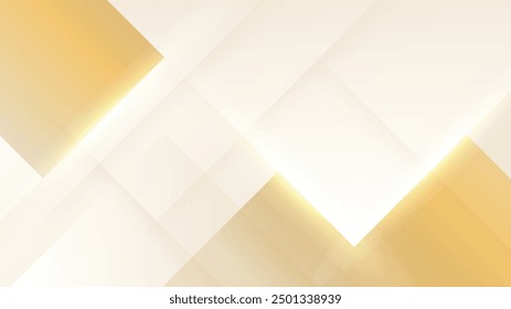 Abstract golden background with white and beige luxury glitter shapes. Golden lines luxury on cream color background. Gold elegant realistic paper cut style 3d. Vector illustration