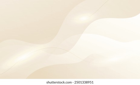 Abstract golden background with white and beige luxury glitter shapes. Golden lines luxury on cream color background. Gold elegant realistic paper cut style 3d. Vector illustration