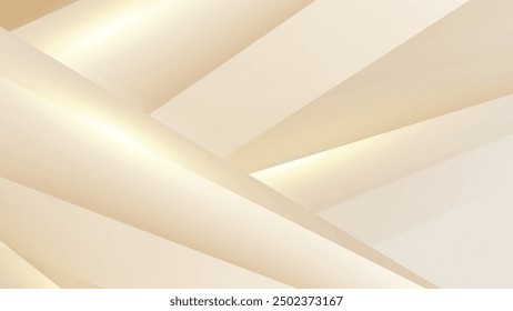 Abstractas fondo dorado con Formas de brillo de lujo blanco y beige. Líneas de oro de lujo sobre fondo de color crema. Oro elegante realista estilo de corte de papel 3d. Ilustración vectorial