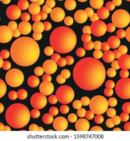 Abstract Golden Balls, 3D Illustration on Black Background