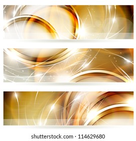 Abstract golden banners set