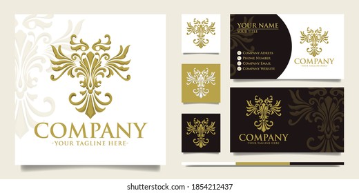 Abstract Golden Bird Vintage Logo And Bussines Card Template