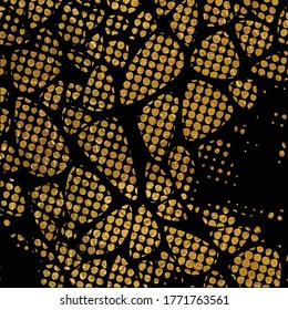 fondo negro dorado abstracto con puntos, patrón de brillo dorado, ilustración vectorial
