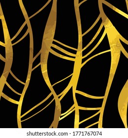 abstract golden black background with stripes, golden glitter and black tile texture pattern, vector illustration