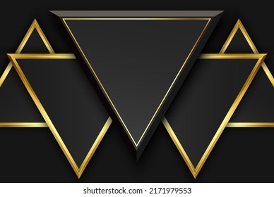 Abstract golden and black luxury background Triangle with gold glitter vector background