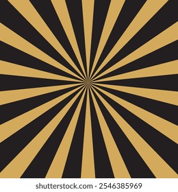 Abstract Golden and black rays background. Sunburst graphic design. 2D Illustration. Long banner
