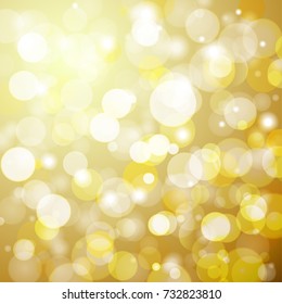 Abstract golden bokeh background with a light blur. Vector illustration