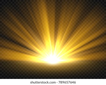 Abstract golden bright light. Gold shine burst vector illustration isolated. Bright and shine golden light star