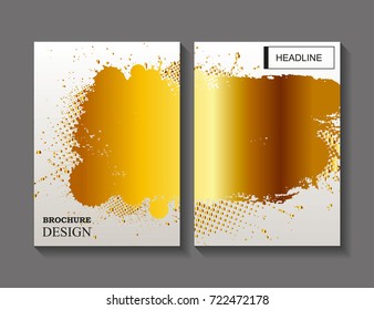 Abstract golden brochure design.Flyer design with grunge shapes.Vector template.