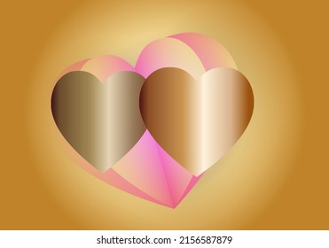 Resumen gradiente dorado gradiente fondo ilustración en forma de corazón