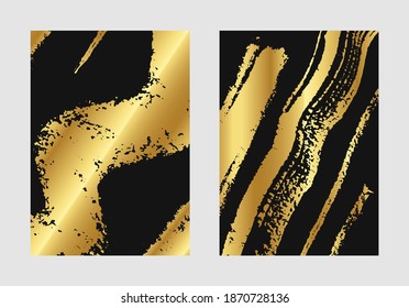 Abstract golden brush frame set