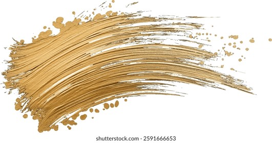 Abstract golden brush stroke on white background