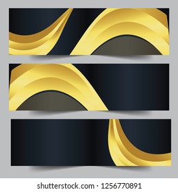 Abstract golden business banner web template, horizontal advertising business banner layout template flat design set , clean geometric abstract cover header background template for website design.