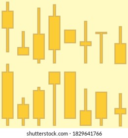 An abstract golden candlestick bar chart shapes background image.