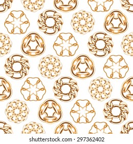 Abstract golden chains circles seamless background. Luxury jewelry pattern vector illustration.