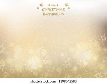 Abstract of golden christmas background with snowflakes and glitters, illustration vector eps10