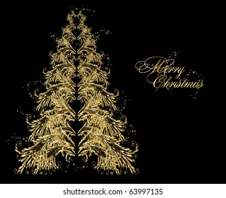 Abstract golden christmas tree